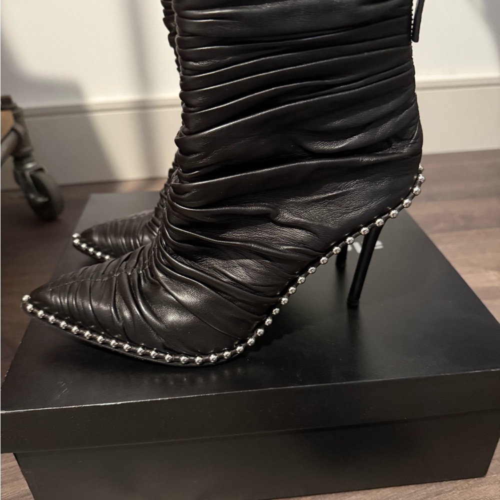 Alexander Wang Black Heeled Boots with Ruched Leather - Picture 5 of 5
